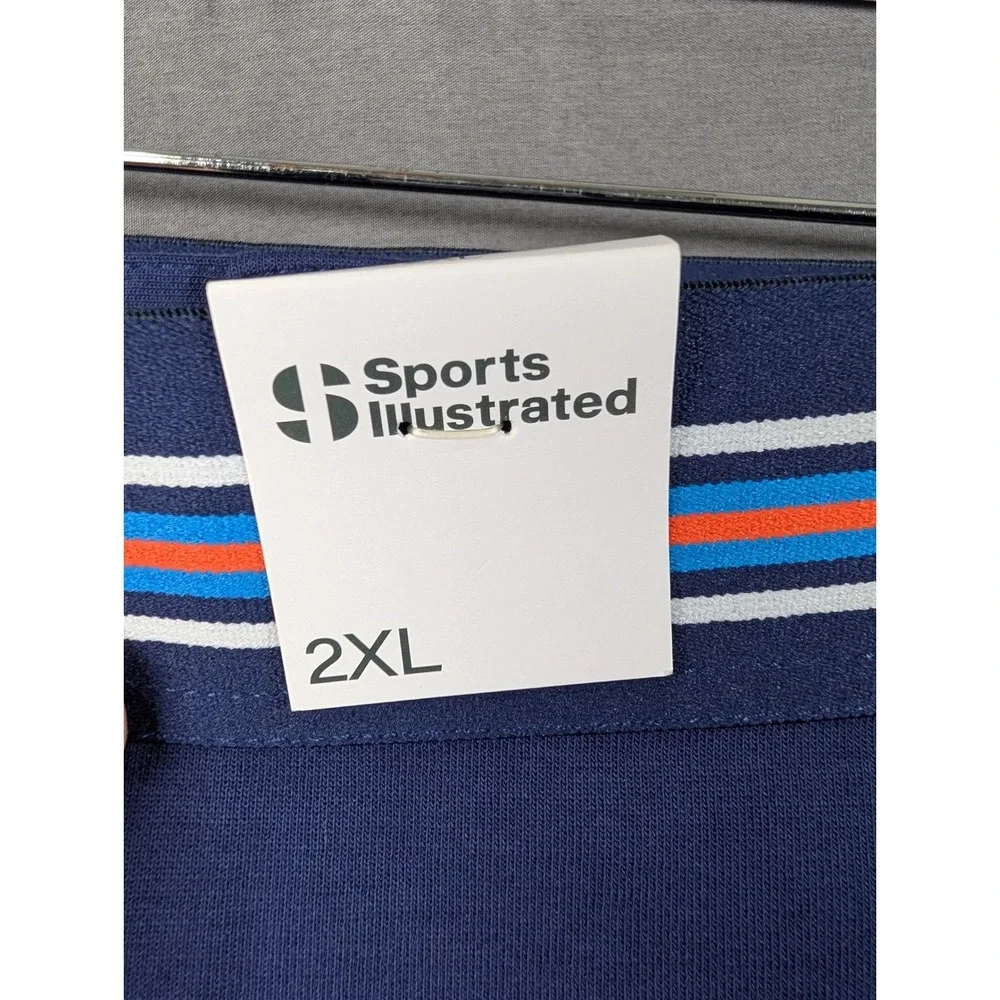 Sports‎ Illustrated Mens 2XL Blue Knit Golf Athletic Shorts Striped Waistband
